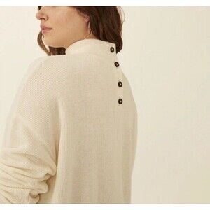 Madewell Cream Color Mock Neck Button Back Oversized Sweater Size Large